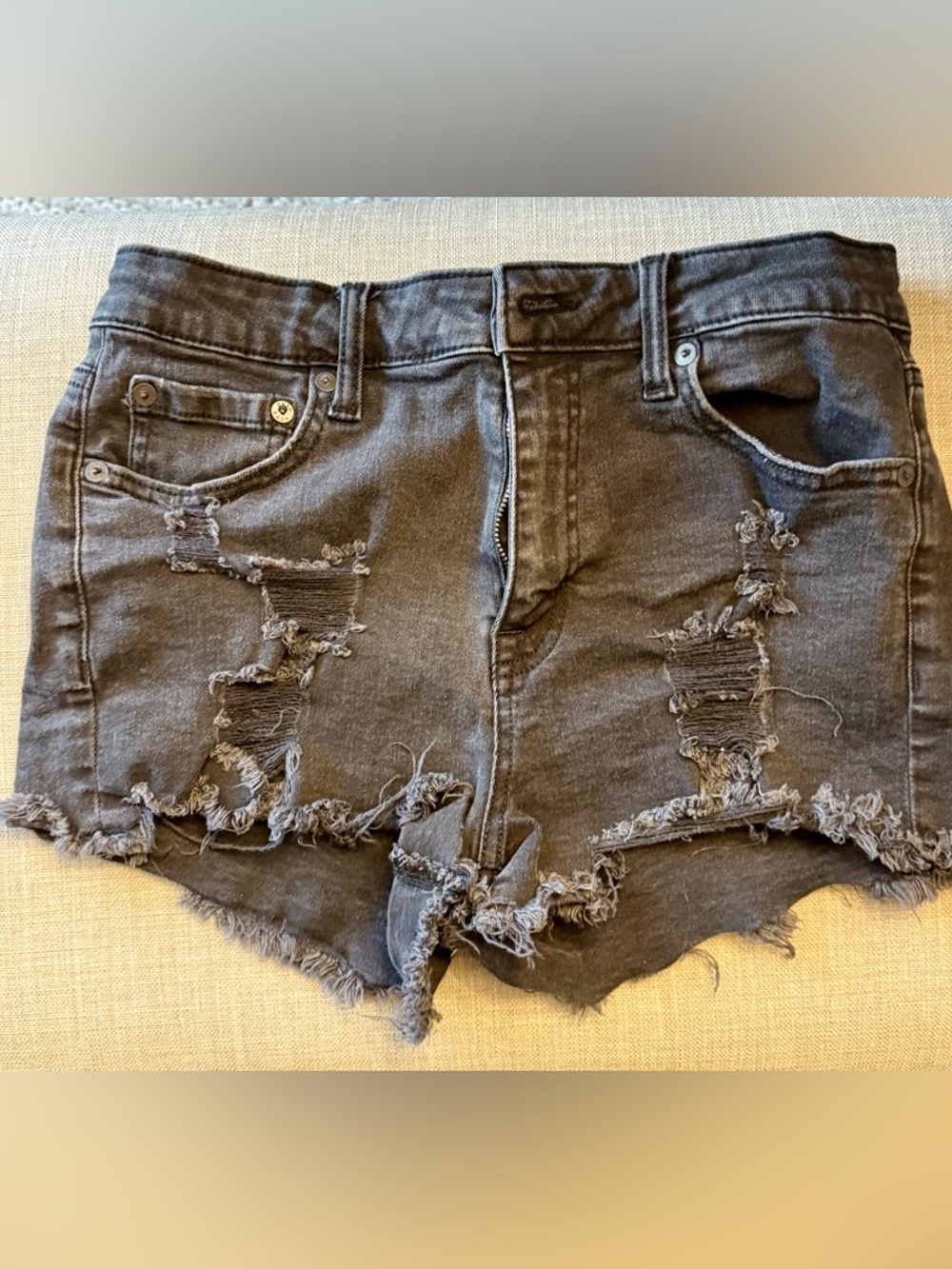 Aeropostale Black Distressed Denim Cutoff Shorts